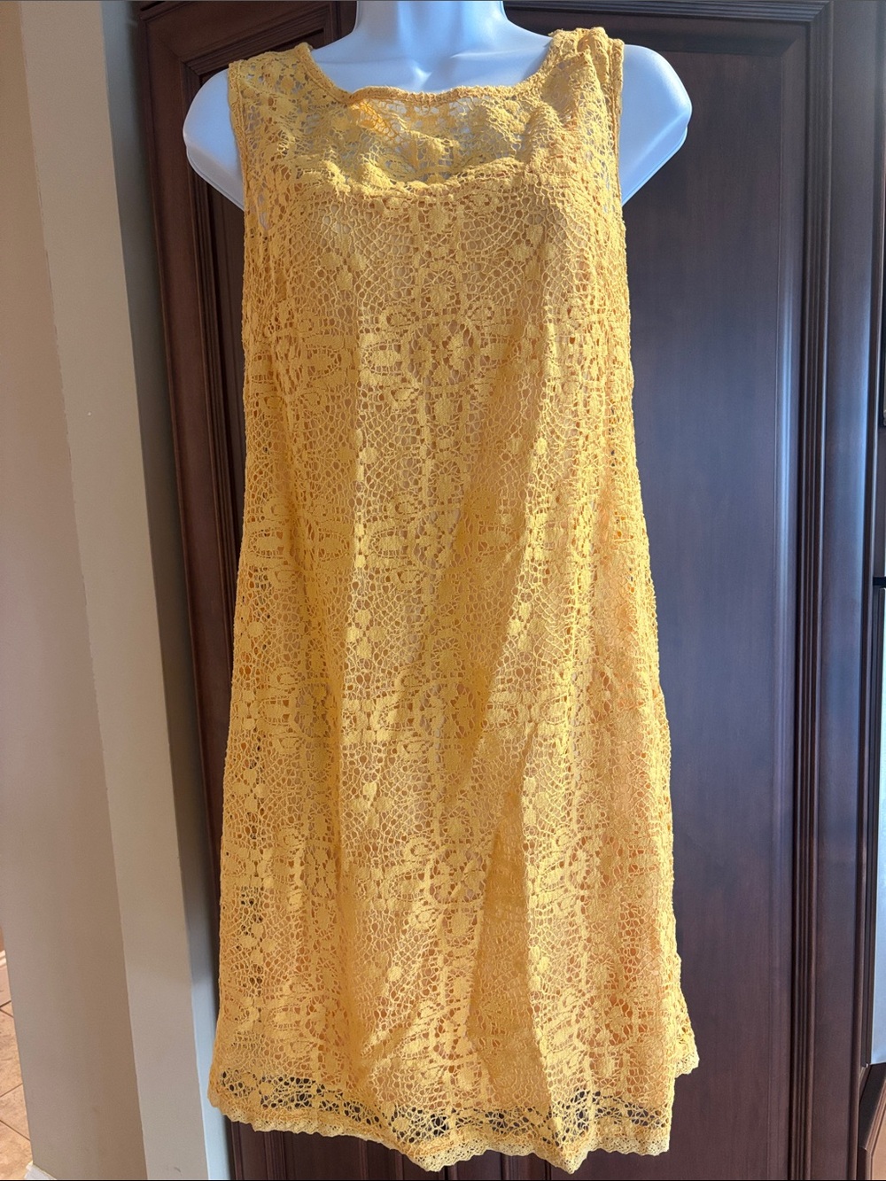 Laundry by Design Yellow Crochet Lace Mini Dress